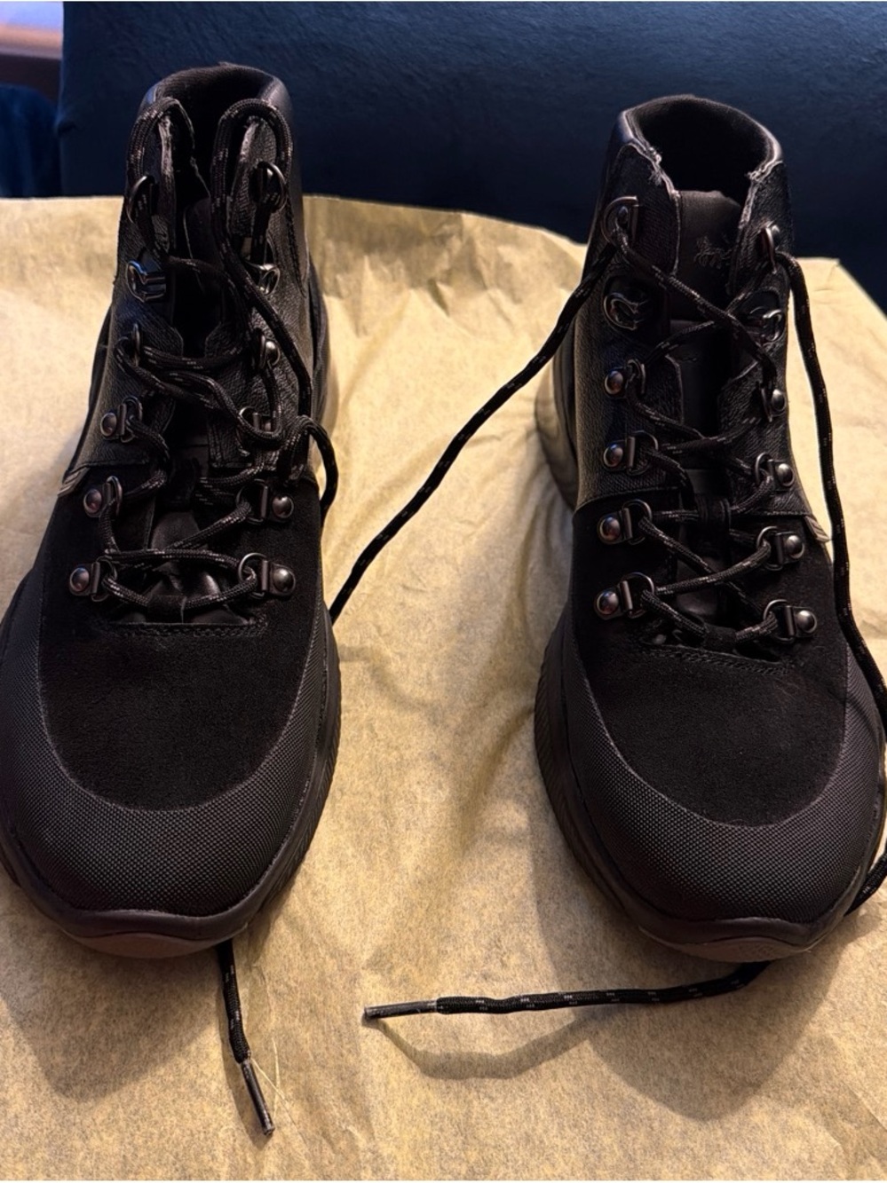 Coach Men's black High-Top Lace-Up Boots